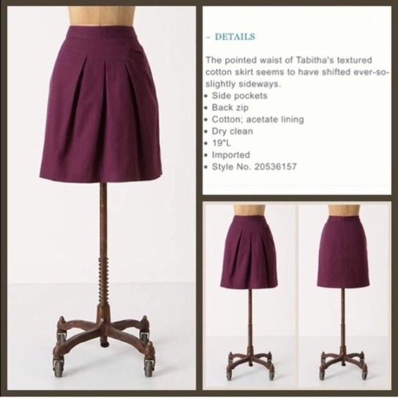 Anthropologie Tabitha Runny Yoke Purple Skirt 2 - Picture 2 of 5